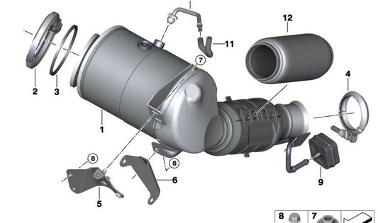 Catalytic converter support near engine for BMW 1 Series F40, 2 Series F44, U06, X1 U11, X2 F39, U10, MINI F54N, F60N, U25 (OEM 18325A1D1E9). Original BMW