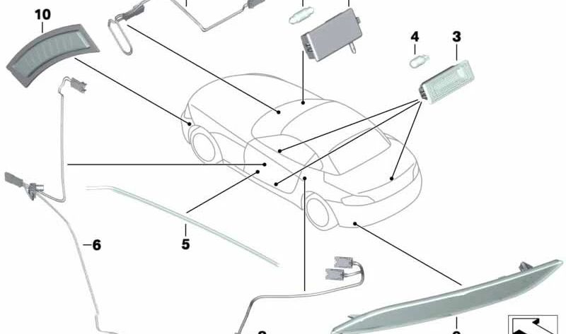 Conductor de luz revestimiento lateral derecho para BMW E89 (OEM 63319184952). Original BMW