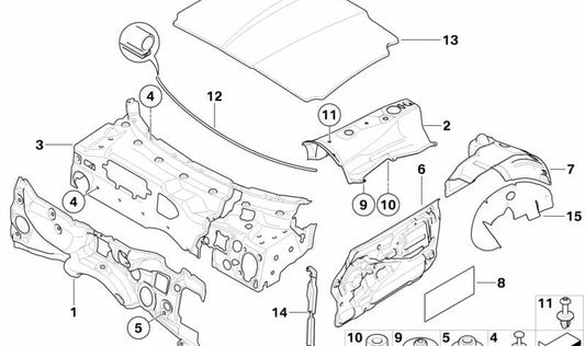 Isolatore acustico OEM 51473420883 per BMW E86. BMW originale.