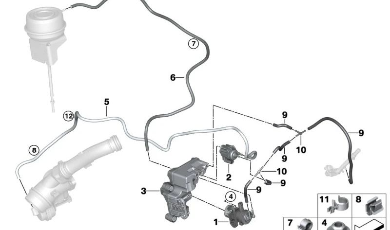 Acumulador de vacío para BMW Serie 1 F20N, F21N, Serie 2 F22, F23, Serie 3 F30N, Serie 4 F32, F33, F36, Serie 5 G30, Serie 7 G11, X1 F48, X2 F39, X3 G01, X4 G02, X5 F15 (OEM 11658514207). Original BMW