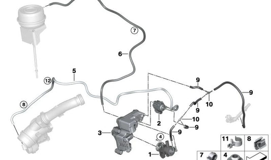 Vacuum accumulator for BMW 1 Series F20N, F21N, 2 Series F22, F23, 3 Series F30N, 4 Series F32, F33, F36, 5 Series G30, 7 Series G11, X1 F48, X2 F39, X3 G01, X4 G02, X5 F15 (OEM 11658514207). Original BMW