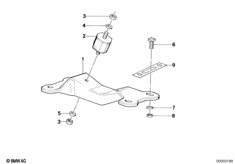 Goma de soporte para BMW Serie 5 E28, Serie 6 E24 (OEM 23711130400). Original BMW