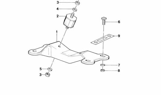 OEM transmission support 24711128518 for BMW E28, E24. Original BMW.