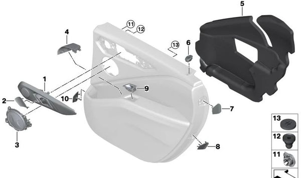 Cubierta Altavoz derecha para BMW G09 (OEM 51165A012E2). Original BMW.