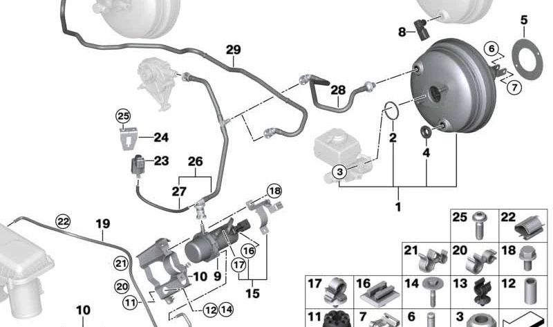 Vakuumpumpenklemme für BMW F10, F01N, F02N, F15 (OEM 34336798967). Original BMW