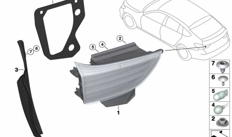 Juego de reparación de juntas para BMW Serie 5 F07N (OEM 63217391039). Original BMW.