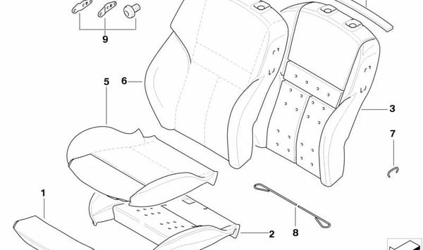 Espuma de respaldo para asiento trasero OEM 52107903485 para BMW E63, E64. Original BMW.