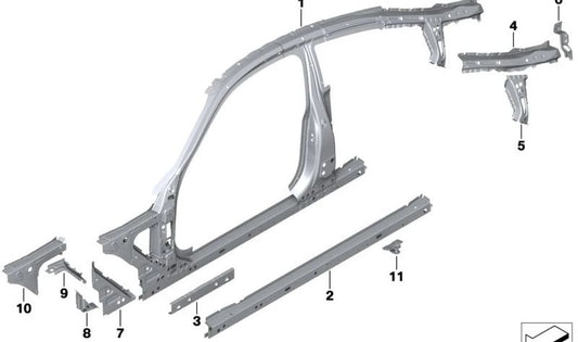 Refuerzo pilar C izquierdo OEM 41009879821 para BMW G22, G82. Original BMW.