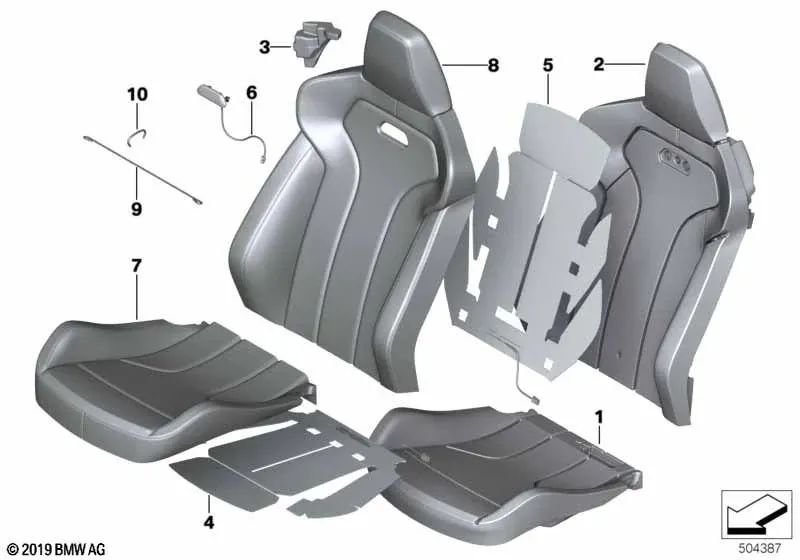 Funda Asiento Deportivo de Cuero para BMW Serie 2 F87N (OEM 52108075380). Original BMW