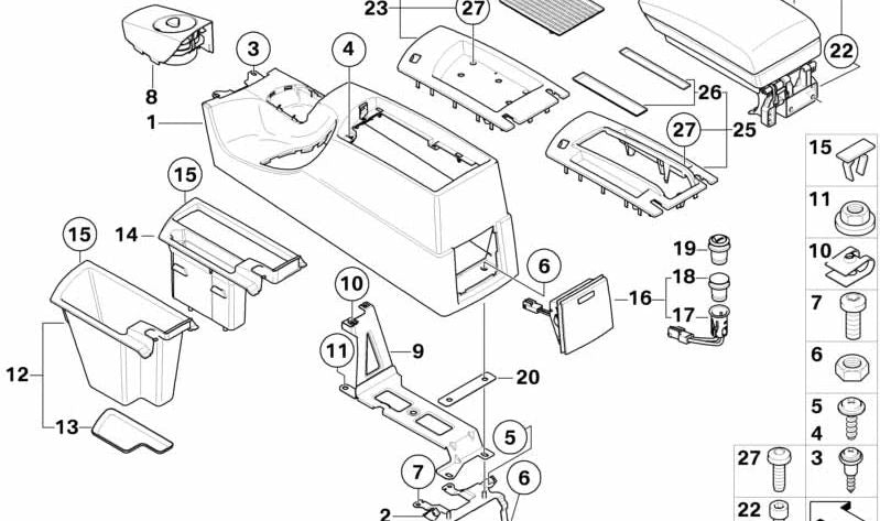 Alfombrillas para hueco del teléfono OEM 51163414533 para BMW X3 (E83). Original BMW.