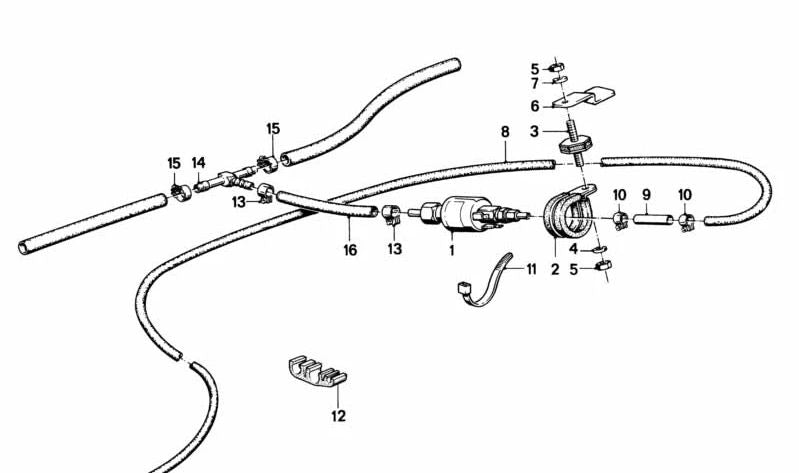 Abrazadera de Manguera para BMW E21, E30, E36, E12, E28, E34, E60, E61, F07, F10, G30, E24, E63, F06, F12, F13, E23, E32, E38, E65, E66, F01N, G11, G12, G70, E31, G14, G15, G16, E53, E70, F85, G05, E71, E72, F86, G06, G07, G09, K41 (OEM 07129952102). Orig