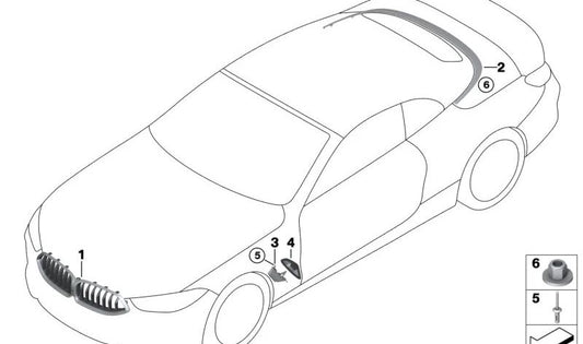 Haubendeckelleiste für BMW 8er F91, G14 (OEM 51177464469). Original BMW