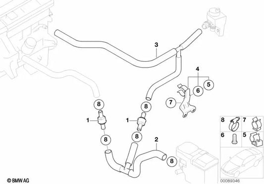 Tubo de válvula de cierre-retorno de motor para BMW E53 (OEM 64218381226). Original BMW