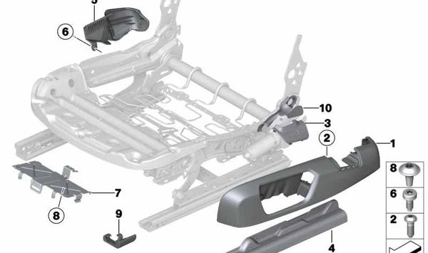 Panel de Terminación del Cinturón Izquierdo para BMW Serie 3 F30, F31, F34, F35, Serie 4 F36 (OEM 52107308181). Original BMW