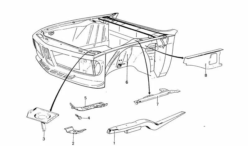 Refuerzo de soporte OEM 41141826898 para BMW (Modelos compatibles: E30). Original BMW.