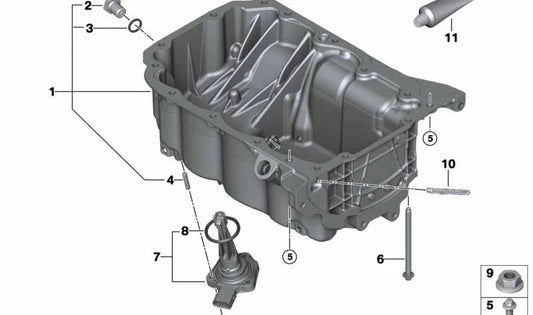 Cutter di olio OEM 11138595448 per BMW F70, U06, U11, U10, F65, F66, U25. BMW originale.