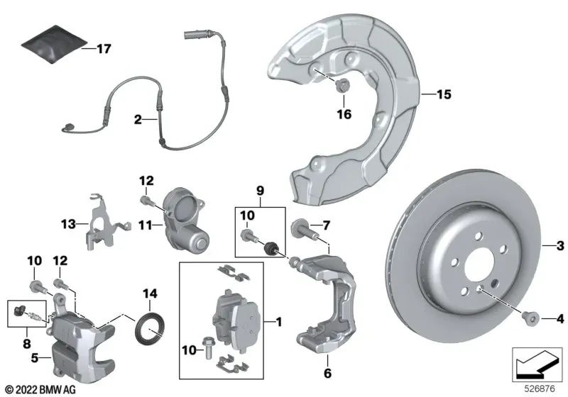 Disco de freno para BMW Serie 3 E20, G21, Serie 4 G22, G23, Serie 5 G30, G31, G38, Serie 6 G32, Serie 7 G11, G12, Serie 8 G14, G15, G16, i20, X3 G01, X4 G02, X5 G05, Z4 G29 (OEM 34208853554). Original BMW