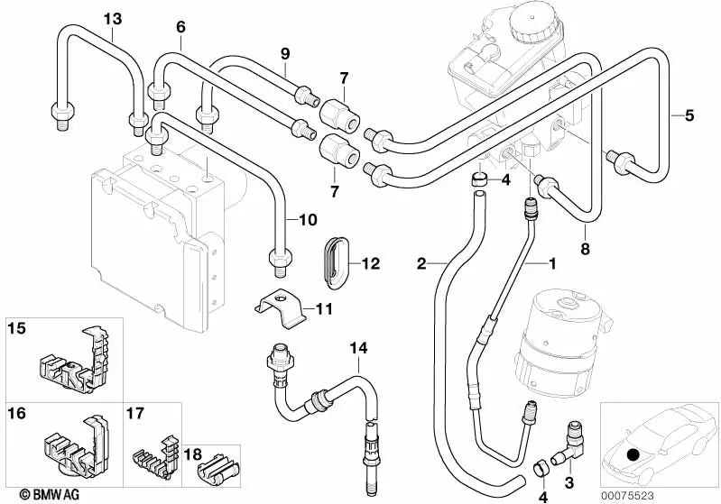 Tubería para BMW Serie 3 E21, E30, E46, Serie 5 E12, E28, E34, Serie 6 E24, Serie 8 E31 (OEM 34326755598). Original BMW.