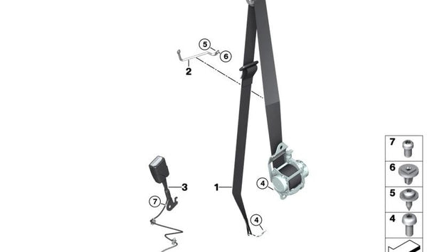 Cinturón de seguridad delantero derecho OEM 72117951756 para BMW i3 (I01). Original BMW.