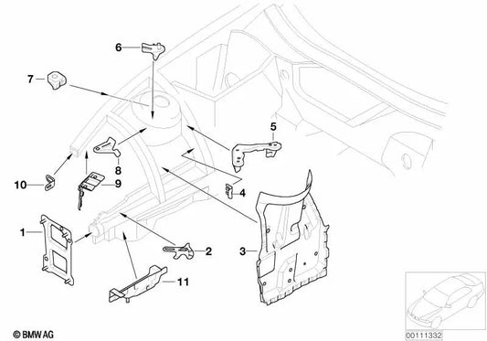 Soporte lateral derecho para BMW Z4 E85, E86 (OEM 41117064612). Original BMW