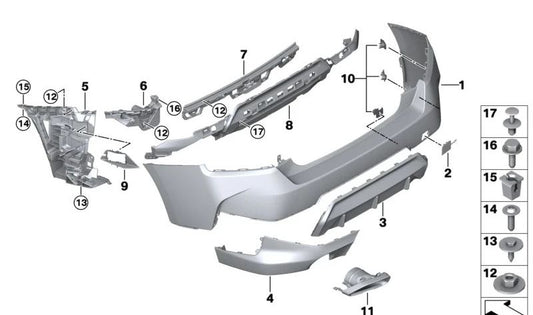 Juego soporte sensor PDC-PMA trasero para BMW G42 (OEM 51125A2E939). Original BMW