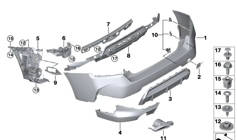 Cubierta de Tubo de Escape Derecho para BMW Serie 2 G42, Serie 3 G20, G21, Serie 4 G22, G23, G26 (OEM 51128093304). Original BMW