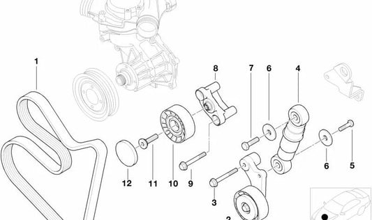 Tensor de correa para BMW Z8 E52 (OEM 11281407976). Original BMW.