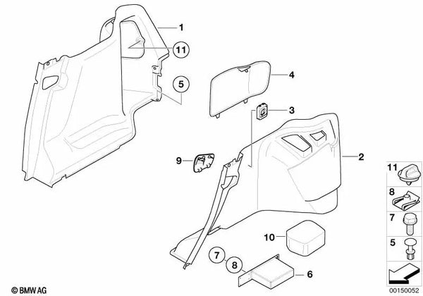 Revestimiento izquierdo antracita para BMW Serie 3 E46 (OEM 51477048277). Original BMW