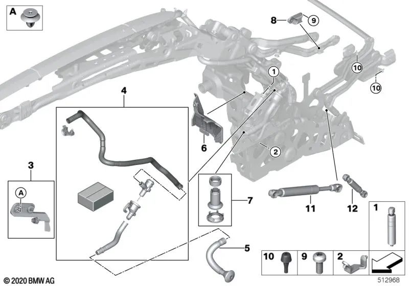 Amortiguador de Gas Columna Principal para BMW E93, E93N, F33, F83 (OEM 54377128764). Original BMW