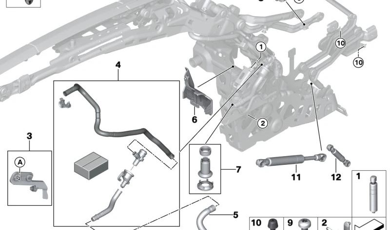 Tope izquierdo para BMW E93, E93N, F33, F83 (OEM 54377197977). Original BMW