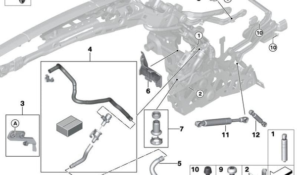 Tope izquierdo para BMW E93, E93N, F33, F83 (OEM 54377197977). Original BMW