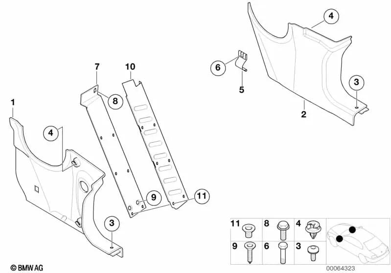 Revestimiento lateral delantero izquierdo para BMW E52 (OEM 51478269811). Original BMW