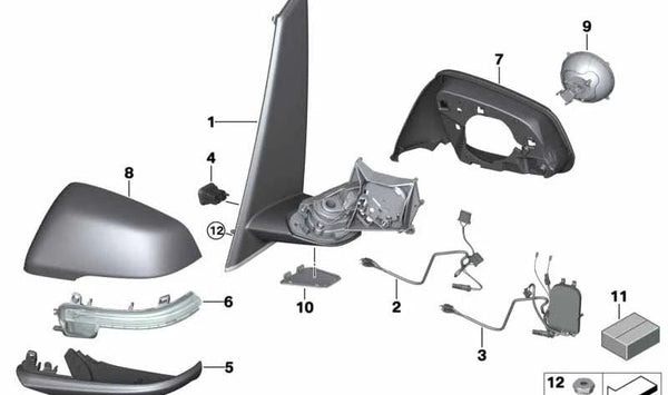 Retrovisor exterior izquierdo sin accesorios OEM 51167421459 para BMW Serie 2 Gran Tourer (F46). Original BMW.