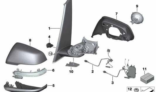 Espejo retrovisor exterior derecho OEM 51167421460 para BMW F46, Gran Tourer. Original BMW.