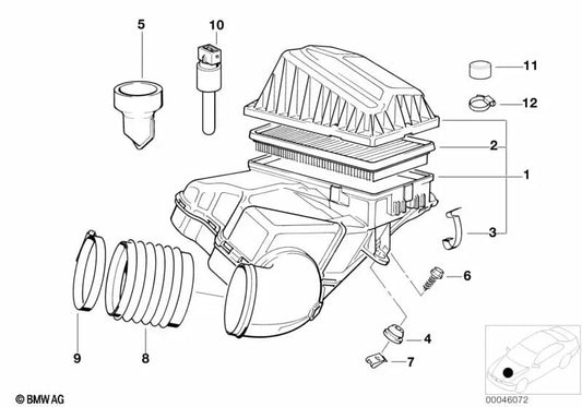 Filtro de aire para BMW Serie 3 E36, Serie 5 E34, Serie 8 E31 (OEM 13721247842). Original BMW.