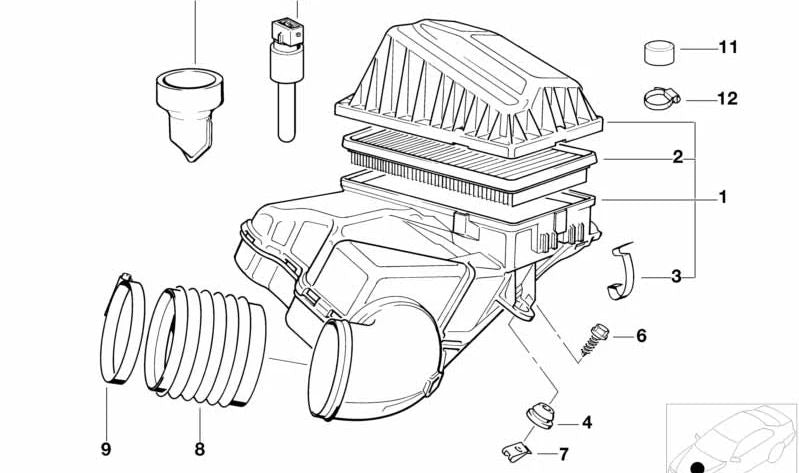 Silenciador de admisión de aire derecho OEM 13711704008 para BMW Serie 8 (E31). Original BMW.