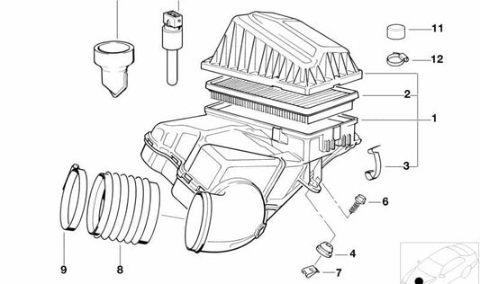 Silenciador de admisión de aire derecho OEM 13711704008 para BMW Serie 8 (E31). Original BMW.