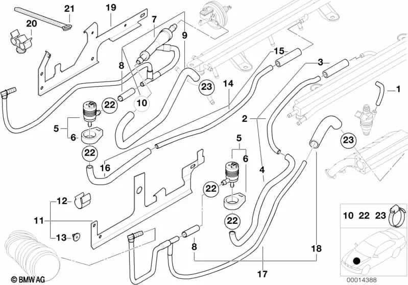 Schlauch für BMW E38 (OEM 13531435604). Original BMW