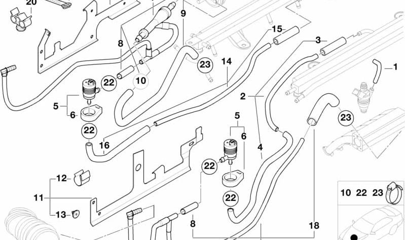 Tubo de admisión de aire OEM 13531436156 para BMW E38 (Modelos compatibles: 728i, 730i, 735i, 740i, 740iL, 750iL). Original BMW.