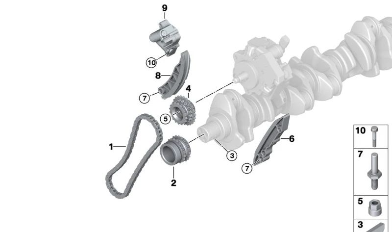 Guía de dirección para BMW E87, E46, E90, E91, E92, E93, E60, E61, E63, E64, E65, E66, E83, E53, E70, E71 (OEM 13522249624). Original BMW.