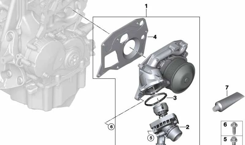 Bomba de refrigerante con termostato para BMW I12, I12N, I15 (OEM 11517643930). Original BMW