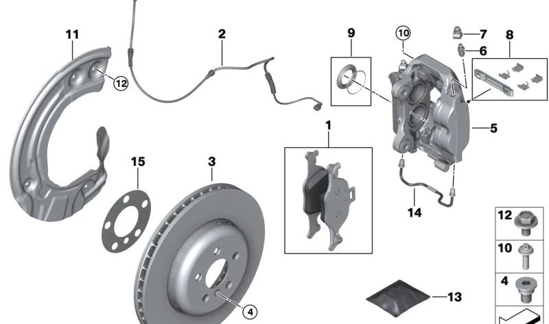 Carcasa de pinza de freno izquierda para BMW G42, G20, G21, G22, G23, G26, G30, G31, G32, G11, G12, G01, G08, G02, G05, G18, G06 (OEM 34116883483). Original BMW