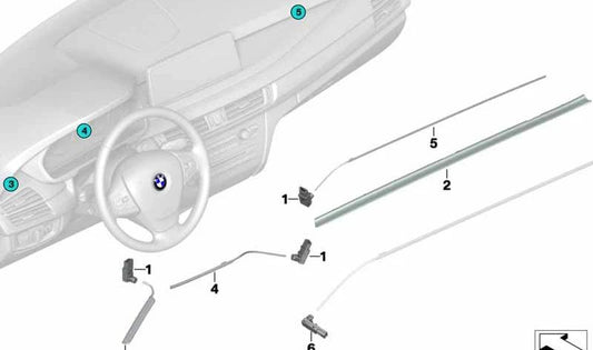 Luz guía corta para BMW X5 F15, F85, X6 F16, F86 (OEM 63319289941). Original BMW