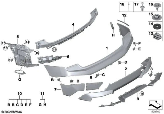 Soporte parachoques trasero central para BMW I20 (OEM 51128737046). Original BMW.