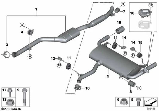 Front silencer for BMW G01, G01N (OEM 18308693974). Original BMW