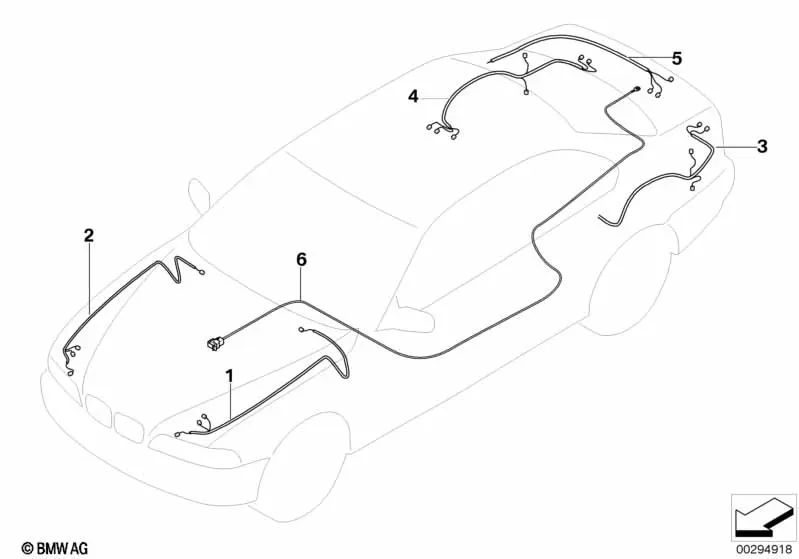 Juego de cables del maletero para BMW Serie 5 E60, E60N (OEM 61119238591). Original BMW