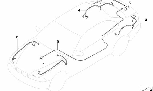 Cable de batería más distribuidor de corriente delantero para BMW Serie 5 E60, E60N (OEM 61119243091). Original BMW