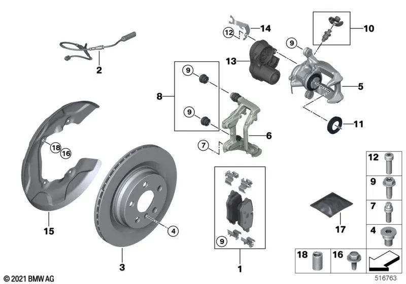 Right cable guide repair kit for BMW U06, U11, U12 (OEM 34208837122). Original BMW.