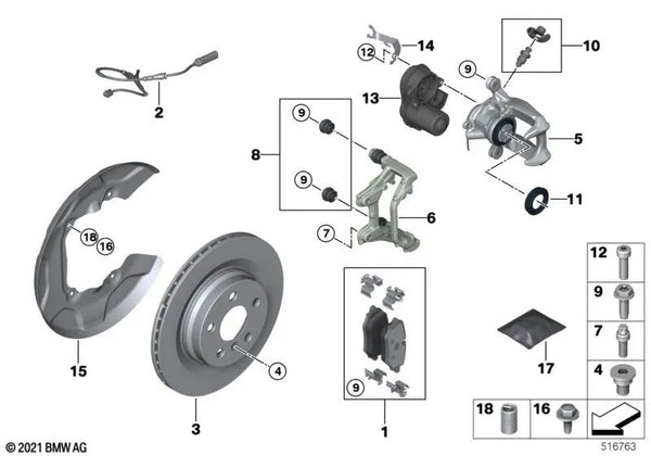 Kit de reparación de guía de cables derecha para BMW U06, U11, U12 (OEM 34208837122). Original BMW.