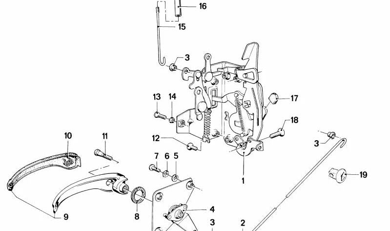 Cerradura delantera derecha para BMW Serie 6 E24 (OEM 51211883998). Original BMW